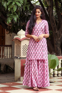 Pink Handblock Butti Print Twin Set