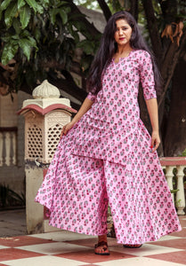 Pink Handblock Butti Print Twin Set