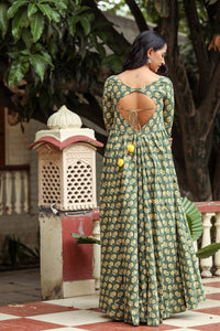 Olive Floral Discharge Print Dress