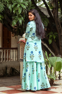 Sea Green Block Butta Print Twin Set