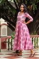Pink Dabu Print Potali Button Dress