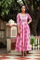 Pink Dabu Print Potali Button Dress