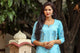 Aqua Blue Block Butta Print Twin Set