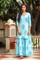 Aqua Blue Block Butta Print Twin Set