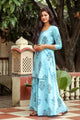 Aqua Blue Block Butta Print Twin Set