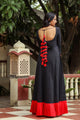 Black Solid Frill & Tassels Dress