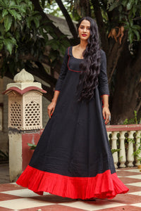 Black Solid Frill & Tassels Dress