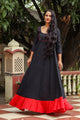 Black Solid Frill & Tassels Dress