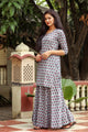 Grey Block Butti Print Twin Set