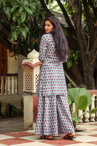 Grey Block Butti Print Twin Set