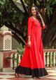 Red Solid Tassels & Frill Dress