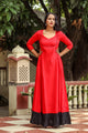 Red Solid Tassels & Frill Dress