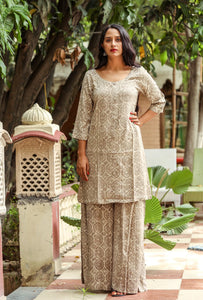 Grey Dabu Print Twin Set