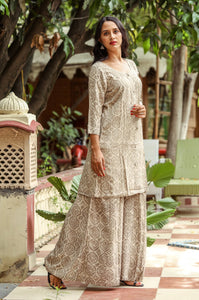 Grey Dabu Print Twin Set
