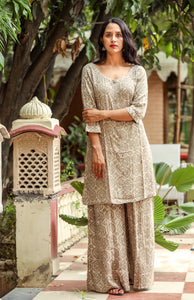 Grey Dabu Print Twin Set
