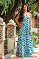 Blue Dabu Print Jumpsuit Dress