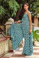 Blue Dabu Print Jumpsuit Dress