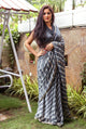 Grey Lahariya Gota Work Chiffon Saree with Blouse Piece