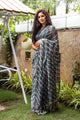 Grey Lahariya Gota Work Chiffon Saree with Blouse Piece