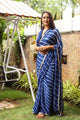 Blue Lahariya Gota Work Chiffon Saree with Blouse Piece