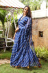 Blue Lahariya Gota Work Chiffon Saree with Blouse Piece