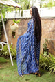 Blue Lahariya Gota Work Chiffon Saree with Blouse Piece
