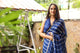 Blue Lahariya Gota Work Chiffon Saree with Blouse Piece