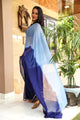 Aqua & Blue Golden Border Chiffon Saree with Blouse Piece