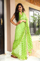 Green Lahariya Gota Work Chiffon Saree with Blouse Piece