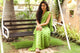 Green Lahariya Gota Work Chiffon Saree with Blouse Piece