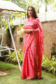 Coral Lahariya Gota Work Chiffon Saree with Blouse Piece