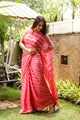 Coral Lahariya Gota Work Chiffon Saree with Blouse Piece