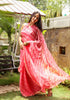 Coral Lahariya Gota Work Chiffon Saree with Blouse Piece