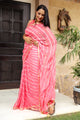 Coral Lahariya Gota Work Chiffon Saree with Blouse Piece