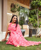 Coral Lahariya Gota Work Chiffon Saree with Blouse Piece