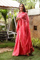 Coral Lahariya Gota Work Chiffon Saree with Blouse Piece