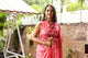 Coral Lahariya Gota Work Chiffon Saree with Blouse Piece