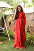 Red Lahariya Gota Work Chiffon Saree with Blouse Piece