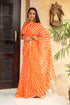 Orange Lahariya Gota Work Chiffon Saree with Blouse Piece