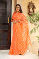 Orange Lahariya Gota Work Chiffon Saree with Blouse Piece