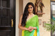 Green & Yellow Golden Border Chiffon Saree with Blouse Piece
