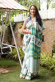 Ivory  Hand Block Butta Print Mul Saree with Blouse Piece
