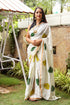 Ivory Pan Hand Block Print Mul Saree with Blouse Piece