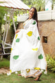 Ivory Pan Hand Block Print Mul Saree with Blouse Piece