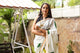 Ivory Pan Hand Block Print Mul Saree with Blouse Piece