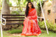 Orange Block Butti Print Mul Cotton Saree with Blouse Piece