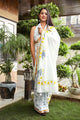 Ivory  Merygold Hand Block Print Mul Saree with Blouse Piece