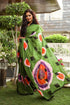 Green Hand Block Print Mul Saree with Blouse Piece