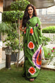 Green Hand Block Print Mul Saree with Blouse Piece