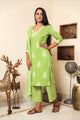 Green Discharge Butta Print Cotton Suit Set